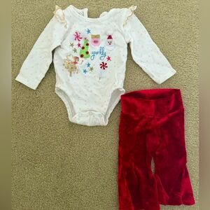 0-3M Mud Pie top and velvet flare bottoms